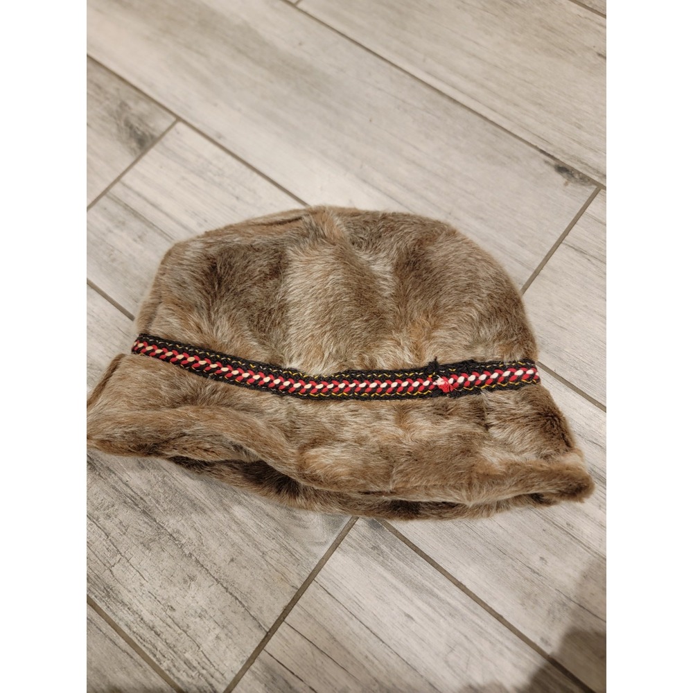 Vintage Faux Fur Winter Hat Brown Medium Quilted LiningCold Weather